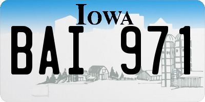 IA license plate BAI971