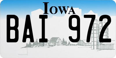 IA license plate BAI972