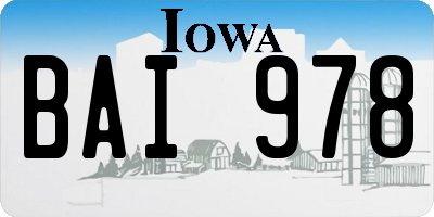 IA license plate BAI978