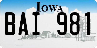 IA license plate BAI981