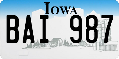 IA license plate BAI987