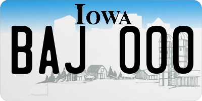 IA license plate BAJ000
