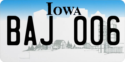 IA license plate BAJ006