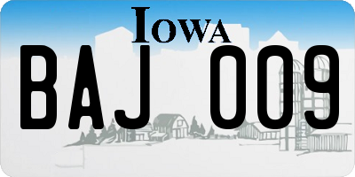 IA license plate BAJ009