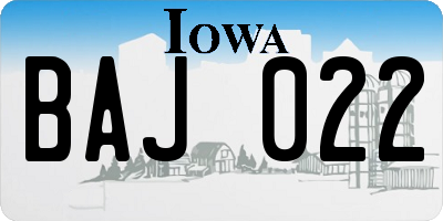 IA license plate BAJ022