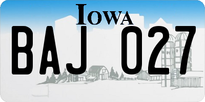 IA license plate BAJ027