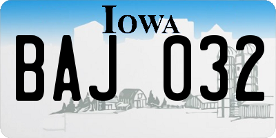 IA license plate BAJ032