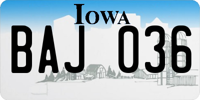 IA license plate BAJ036