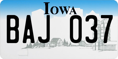 IA license plate BAJ037