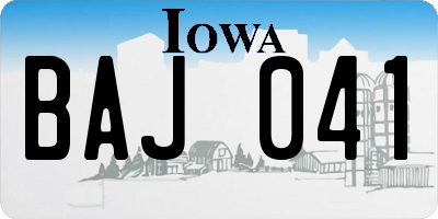 IA license plate BAJ041