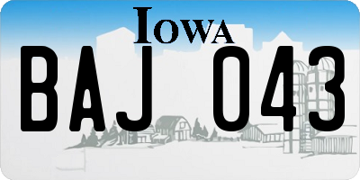 IA license plate BAJ043