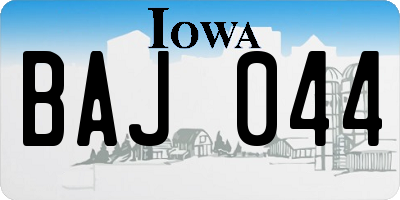 IA license plate BAJ044