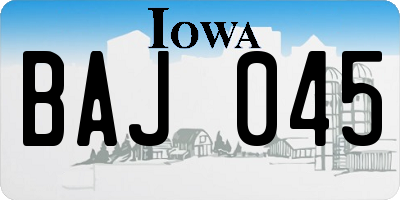 IA license plate BAJ045