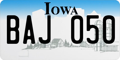 IA license plate BAJ050