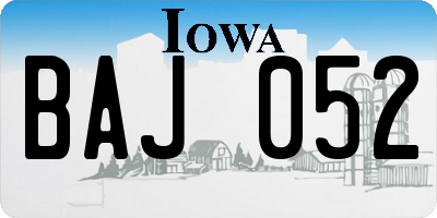 IA license plate BAJ052