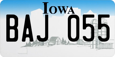 IA license plate BAJ055