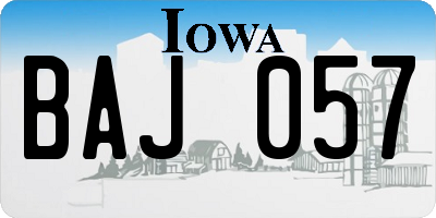 IA license plate BAJ057