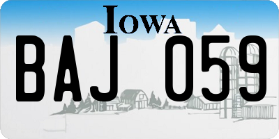 IA license plate BAJ059