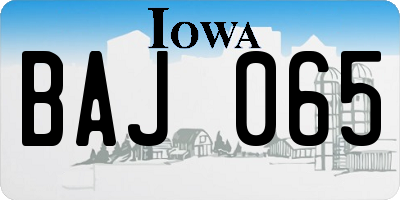 IA license plate BAJ065