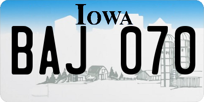 IA license plate BAJ070
