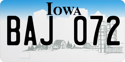 IA license plate BAJ072