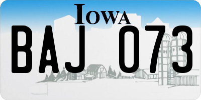 IA license plate BAJ073