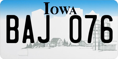 IA license plate BAJ076