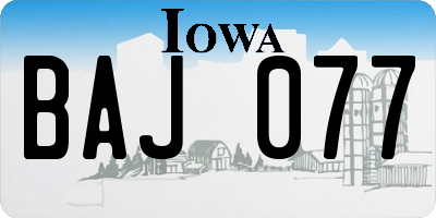 IA license plate BAJ077