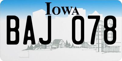 IA license plate BAJ078