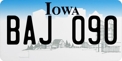 IA license plate BAJ090