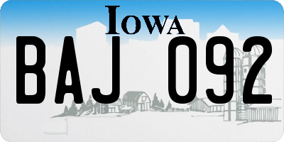IA license plate BAJ092