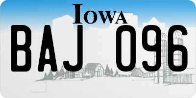 IA license plate BAJ096