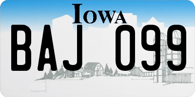 IA license plate BAJ099