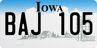 IA license plate BAJ105