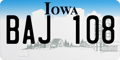 IA license plate BAJ108
