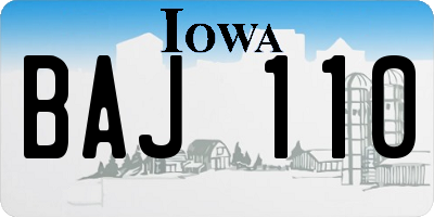 IA license plate BAJ110