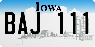 IA license plate BAJ111