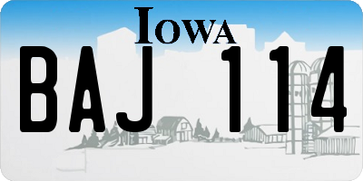 IA license plate BAJ114
