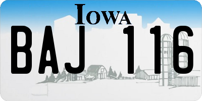 IA license plate BAJ116