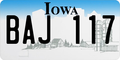 IA license plate BAJ117