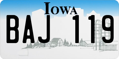 IA license plate BAJ119