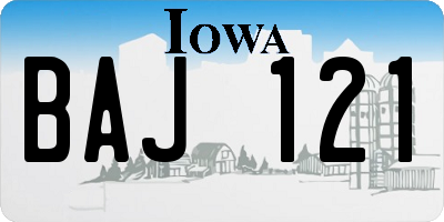 IA license plate BAJ121