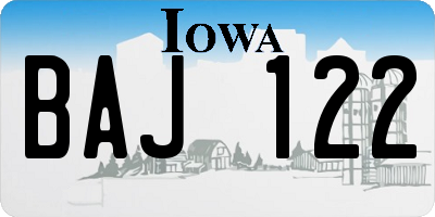 IA license plate BAJ122