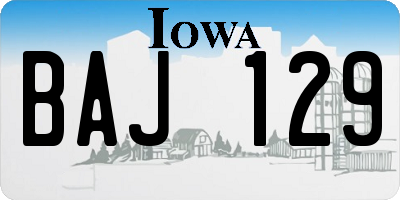 IA license plate BAJ129