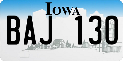 IA license plate BAJ130