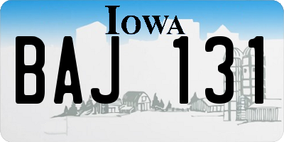 IA license plate BAJ131