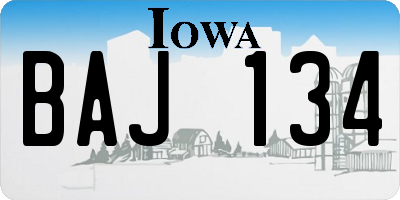 IA license plate BAJ134
