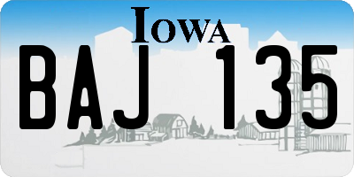 IA license plate BAJ135