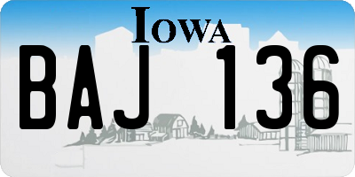 IA license plate BAJ136
