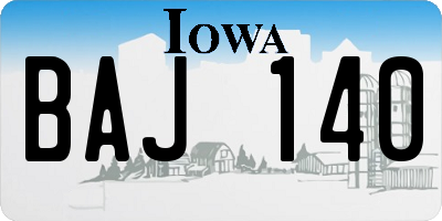 IA license plate BAJ140